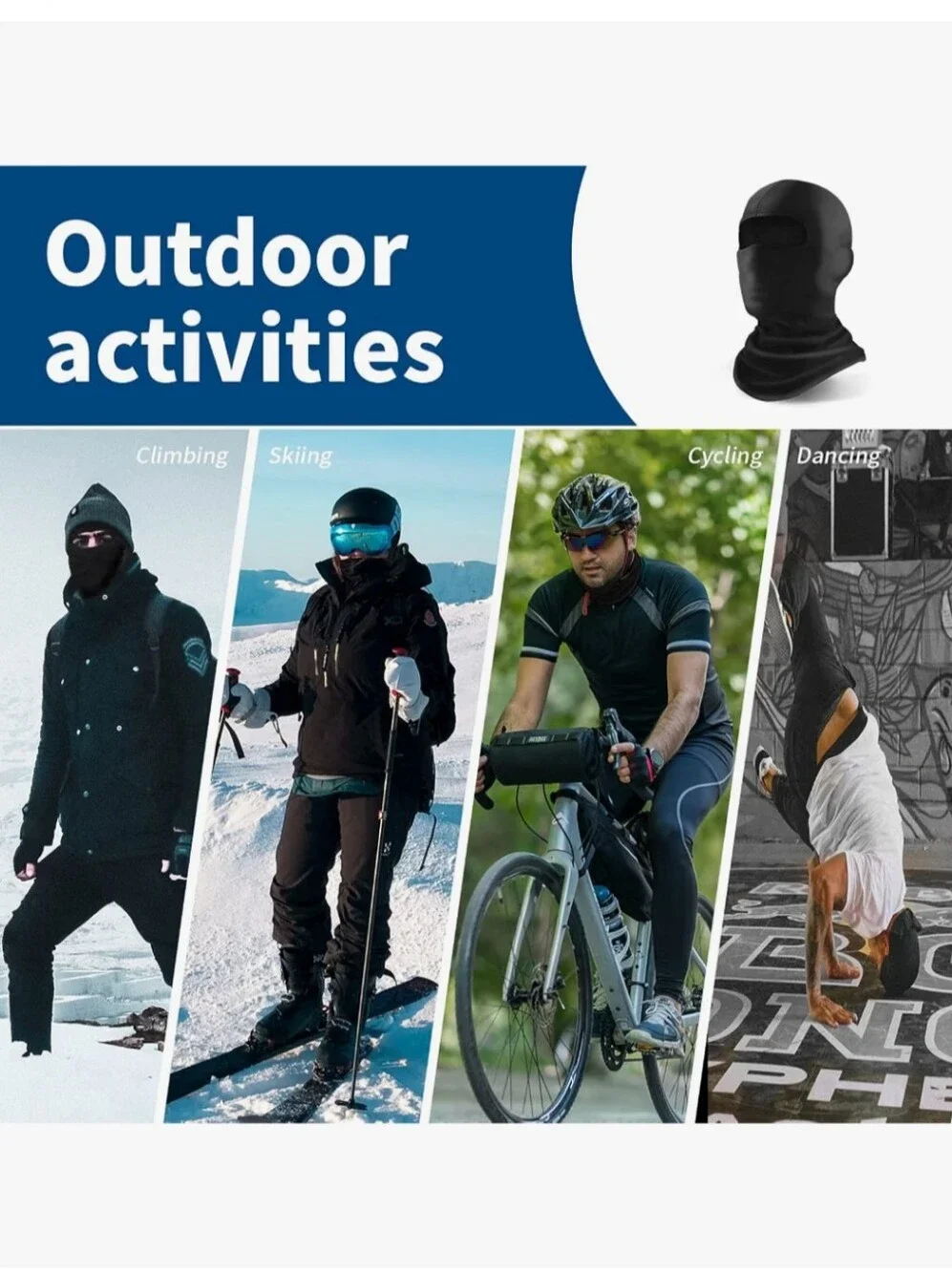 Black Men's Face Breathable motorcycle balaclava